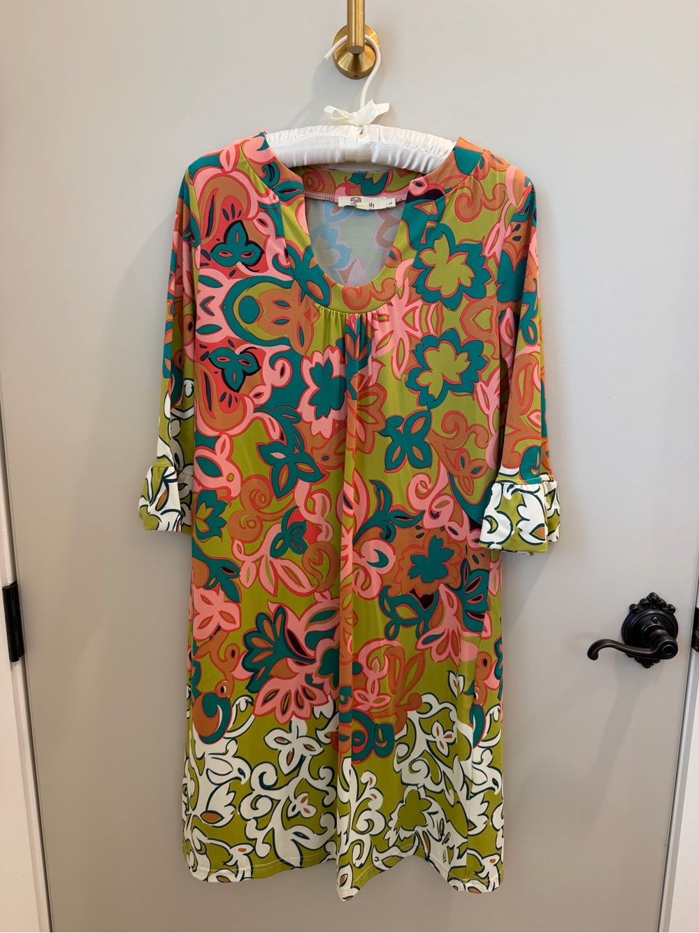 Aryeh Olive Green Multi Floral Swirly Dress